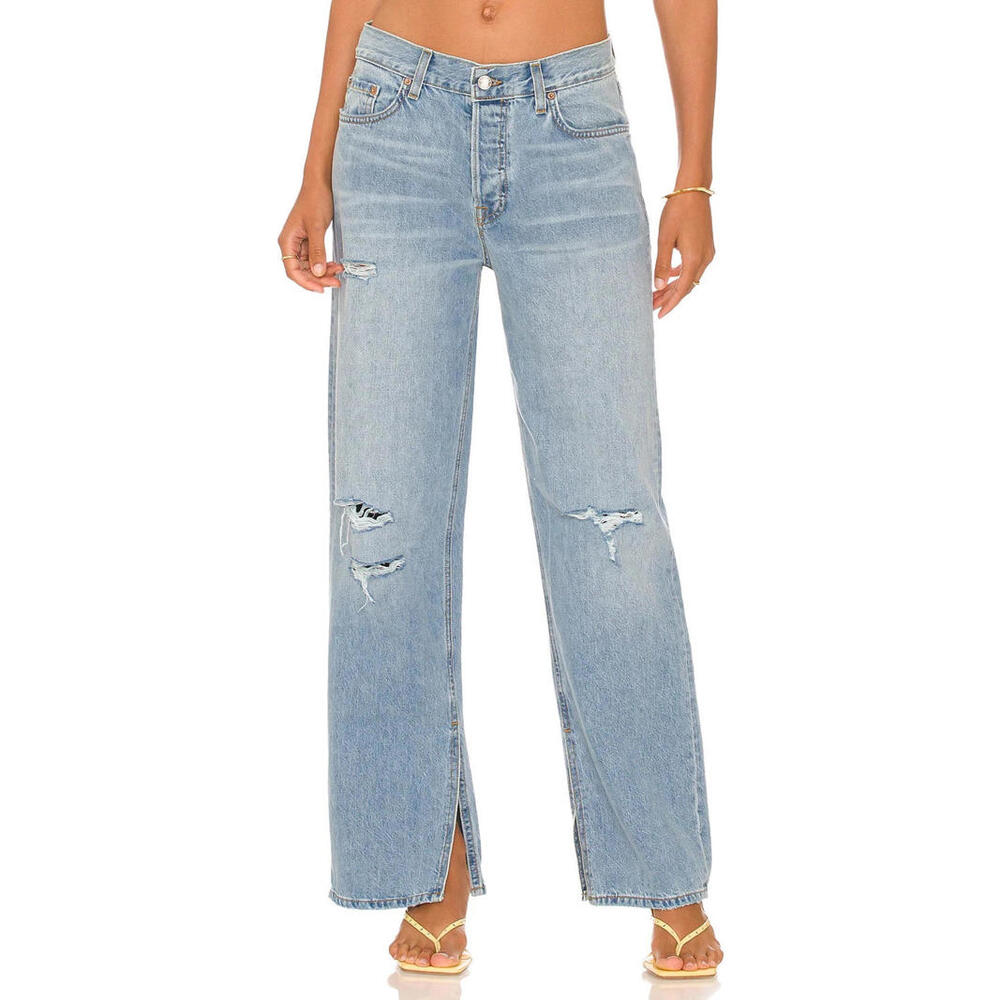 GRLFRND Liya Low Rise Boyfriend In Color Solana, Size 28